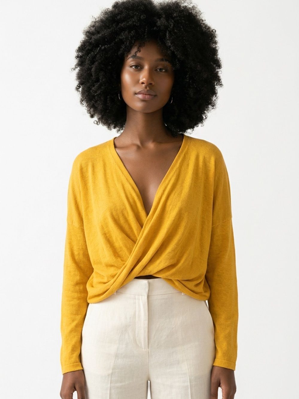 FOREVER 21 | Yellow Oversized Cross Wrap Sweater Women’s Size X-Small